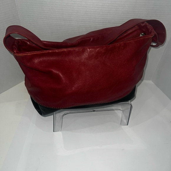 Arcadia Red and Black Leather Shoulder‎ Bag Made In Italy - Picture 4 of 7